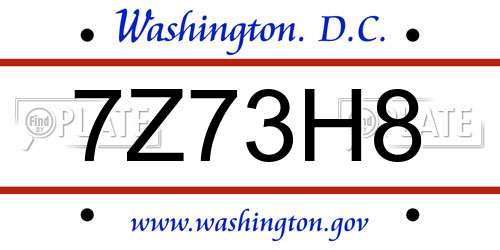 7Z73H8 District Of Columbia License Plate