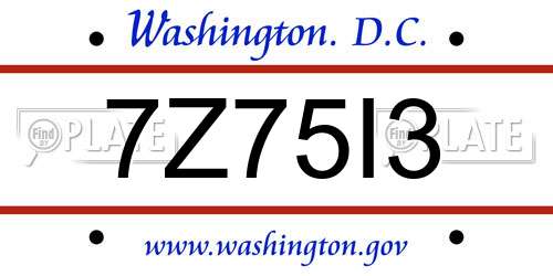 7Z75I3 District Of Columbia License Plate