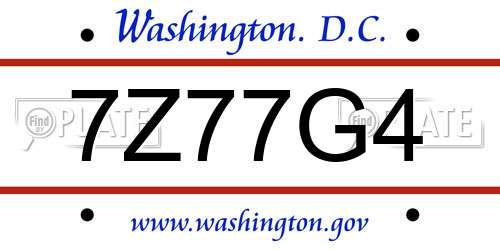 7Z77G4 District Of Columbia License Plate