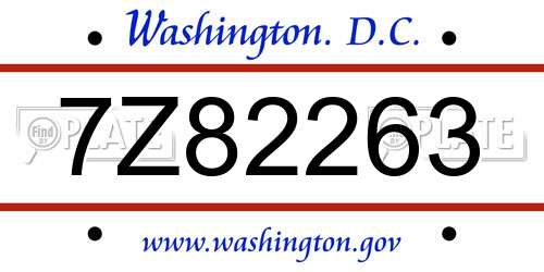 7Z82263 District Of Columbia License Plate