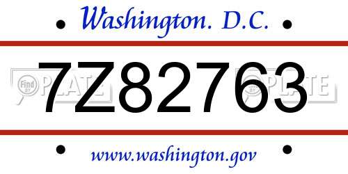 7Z82763 District Of Columbia License Plate