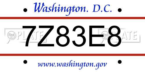 7Z83E8 District Of Columbia License Plate