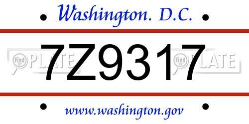 7Z9317 District Of Columbia License Plate