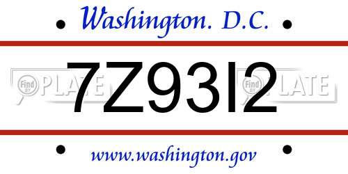 7Z93I2 District Of Columbia License Plate