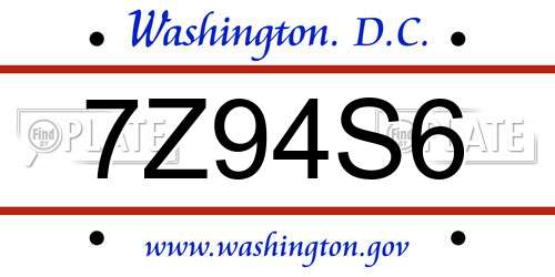 7Z94S6 District Of Columbia License Plate