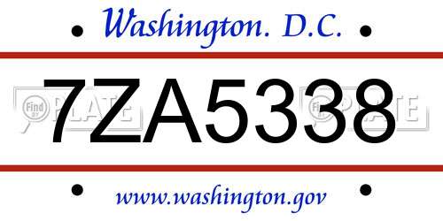 7ZA5338 District Of Columbia License Plate