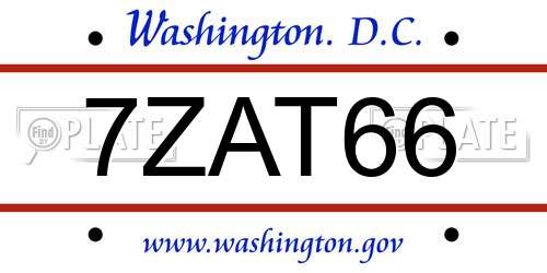 7ZAT66 District Of Columbia License Plate