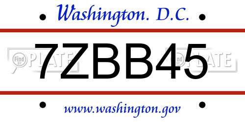 7ZBB45 District Of Columbia License Plate