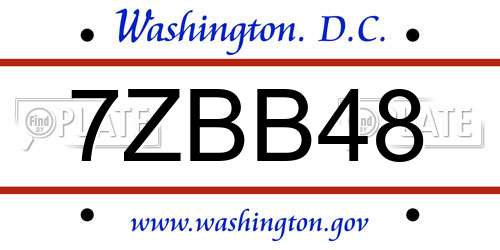 7ZBB48 District Of Columbia License Plate