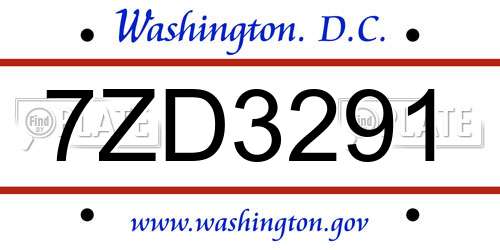 7ZD3291 District Of Columbia License Plate