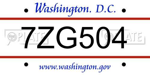 7ZG504 District Of Columbia License Plate