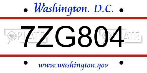 7ZG804 District Of Columbia License Plate