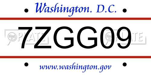 7ZGG09 District Of Columbia License Plate