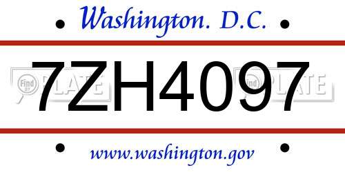 7ZH4097 District Of Columbia License Plate