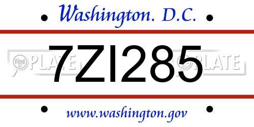 7ZI285 District Of Columbia License Plate