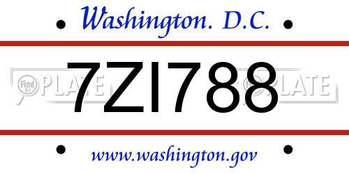 7ZI788 District Of Columbia License Plate