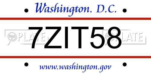 7ZIT58 District Of Columbia License Plate