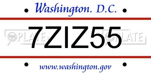 7ZIZ55 District Of Columbia License Plate