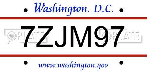 7ZJM97 District Of Columbia License Plate