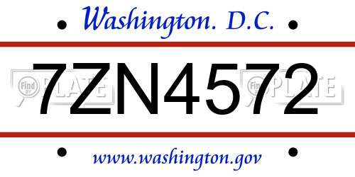 7ZN4572 District Of Columbia License Plate