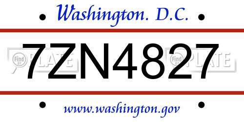 7ZN4827 District Of Columbia License Plate