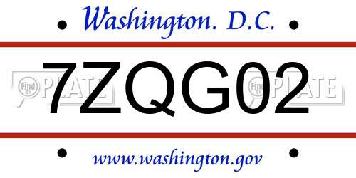 7ZQG02 District Of Columbia License Plate