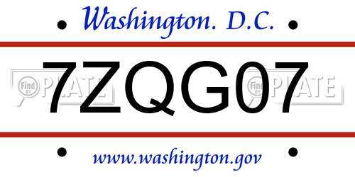 7ZQG07 District Of Columbia License Plate