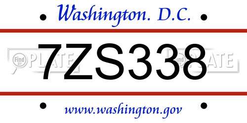 7ZS338 District Of Columbia License Plate