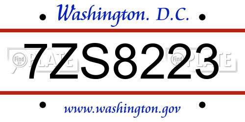 7ZS8223 District Of Columbia License Plate