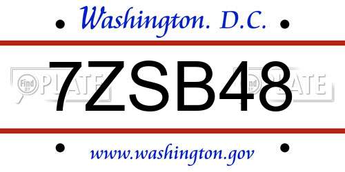 7ZSB48 District Of Columbia License Plate