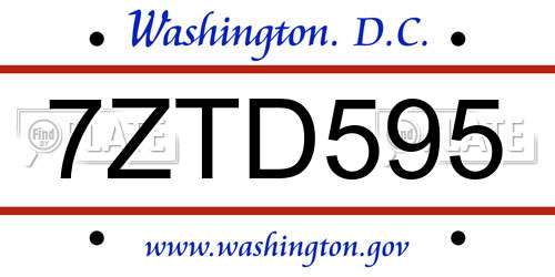 7ZTD595 District Of Columbia License Plate