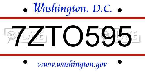 7ZTO595 District Of Columbia License Plate