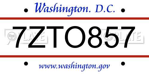 7ZTO857 District Of Columbia License Plate