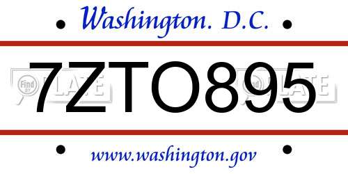 7ZTO895 District Of Columbia License Plate