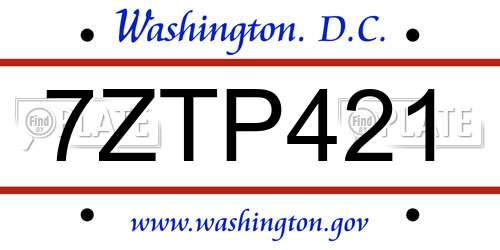 7ZTP421 District Of Columbia License Plate