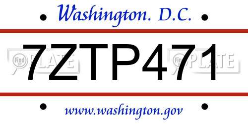 7ZTP471 District Of Columbia License Plate