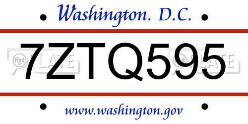 7ZTQ595 District Of Columbia License Plate