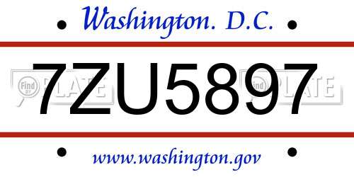 7ZU5897 District Of Columbia License Plate