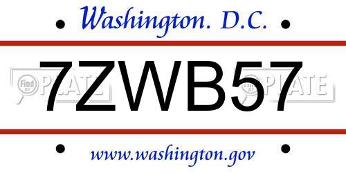 7ZWB57 District Of Columbia License Plate
