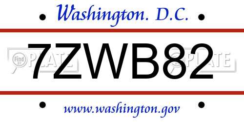 7ZWB82 District Of Columbia License Plate
