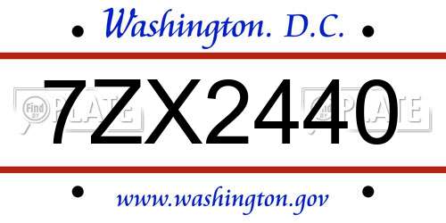 7ZX2440 District Of Columbia License Plate