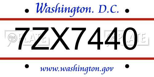 7ZX7440 District Of Columbia License Plate