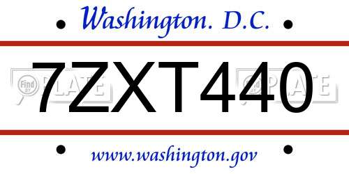 7ZXT440 District Of Columbia License Plate