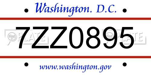 7ZZ0895 District Of Columbia License Plate