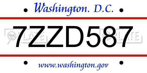 7ZZD587 District Of Columbia License Plate