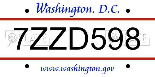 7ZZD598 District Of Columbia License Plate