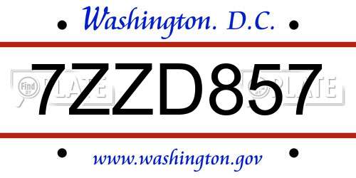 7ZZD857 District Of Columbia License Plate