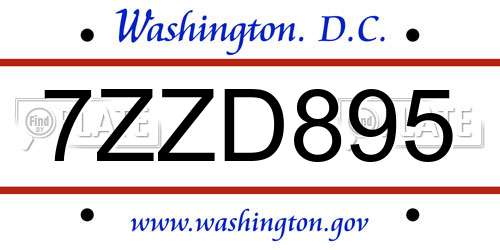 7ZZD895 District Of Columbia License Plate