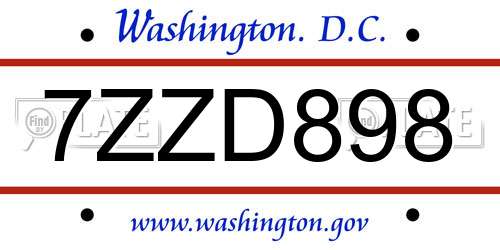 7ZZD898 District Of Columbia License Plate