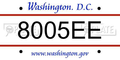 8005EE District Of Columbia License Plate